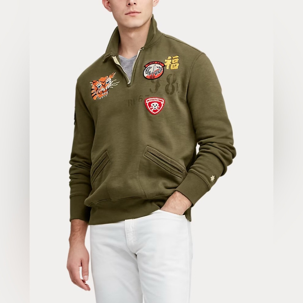 Polo by Ralph Lauren Olive Sweatshirt with Embroidered Patches
